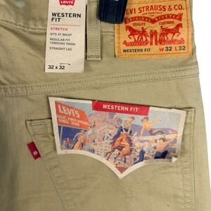 NEW Levis Western Fit Mens Tan Khaki Stretch Straight Leg Pants W32 L32 NWT